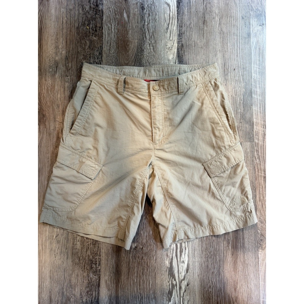 The North Face Mens 32 Horizon Cargo Utility Shorts Beige Lightweight Hiking